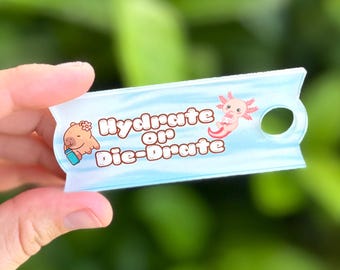 Axolotl & Capybara Stanley Tumbler Name Plate: Hydrate or Die-Drate