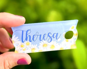 Daisy Stanley Cup Name Plate, Personalized Floral Tumbler Topper, Custom Name Cup Accessory, Cute Aesthetic Stanley Decor, Gift For Her