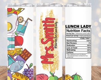 Lunch Lady Tumbler 20oz, Cafeteria Worker Cup, School Staff Gift, Cafeteria Crew Gift, Lunch Lady Appreciation Gift, Back To School Gift