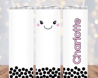 Boba Tumbler, Personalized Bubble Tea Cup, Custom Name Tumbler, Boba Lover Gift, Kids Tumbler, Cute Boba Gift