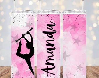 Baton Twirler Tumbler, 20oz Personalized Pink Majorette Cup