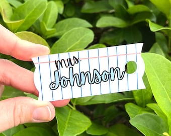 Personalized Teacher Stanley Cup Name Plate, Notebook Tumbler Topper, Custom Teacher Cup Accessory, Back To School Gift, Stanley Accessories