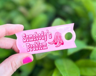 Wallen Stanley Cup Name Plate, Somebody’s Problem Tumbler Topper, Cowgirl Western Cup Accessory, Pink Aesthetic Stanley Decor, Trendy Gift