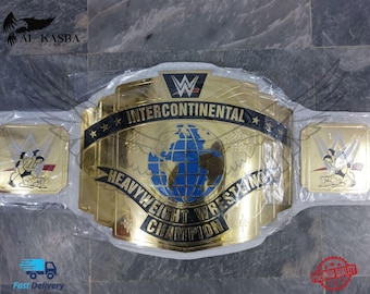 Réplica del cinturón del Campeonato Intercontinental de Lucha Libre de Peso Pesado, tamaño adulto, placa de latón