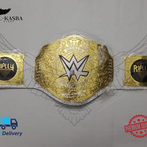 Rhea Ripley WWE Women&#39;s World Replica Belt: Cowhide Leather, Brass Plates