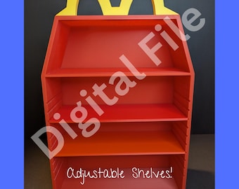 DIGITAL FILE |  Lil McDonald&#39;s Display (Adjustable Shelves) | Happy Meal Display | Wall Mountable Shelf | 3D Printed