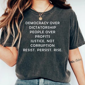 Democracy Over Dictatorship T-Shirt, Activism Tee, Protest shirt, Resist Tshirt, Activism TShirt, Anti-Trump shirt,Political Statement Shirt