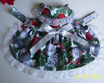 SALE Christmas XS-S Dog Dress Holly Ornaments Lace Bow Pets Clothing