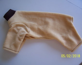 SALE Small Dog Coat PJs Jackets Yellow Gold Fleece Rib Neck Pet Clothes Apparel