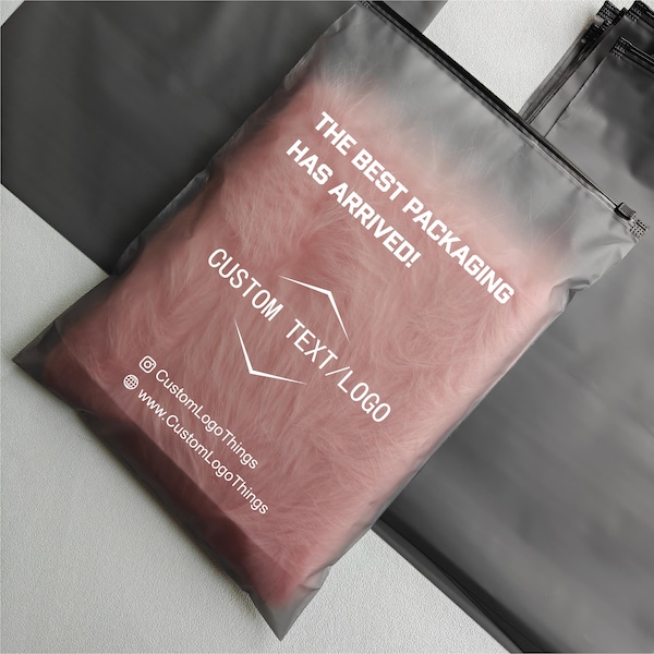 5-1000 Custom Matte Black Frosted Zipper Bags,high Quality Clothing Package Bags With Logo Printed for Poly Mailer