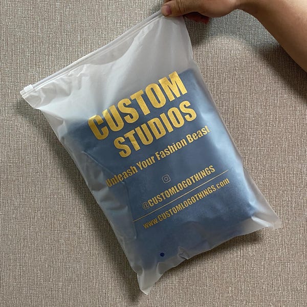 50 - 100 Custom Frosted Bags, Clear Bag, High Quality Clothes Plastic Bag, Custom Bag for Poly Mailer, Custom Plastic Zipper Bag
