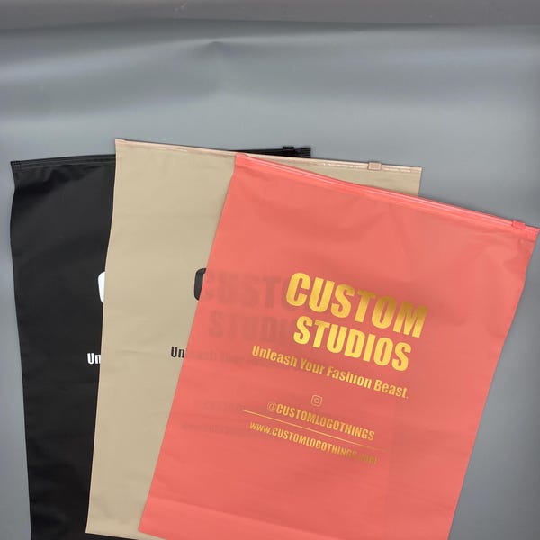 5-1000 Custom Logo Black Frosted Zipper Bags High Quality Clothing Package Bags With Brand Name Printed for Poly Mailer