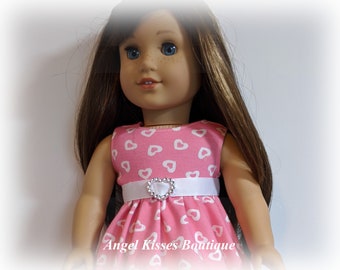 Heart Print Knit Twirl Dress & Leggings Fits American Girl Or Similar 18-Inch Dolls