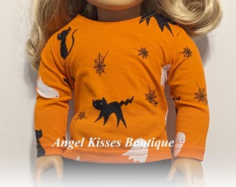 Halloween Themed T-Shirt And Leggings For American Girl or Similar 18-Inch Dolls