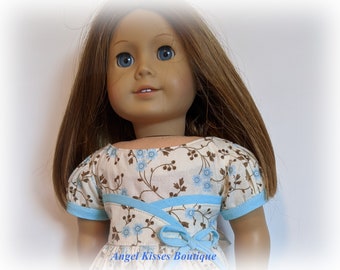 Fifties Flair Floral Print Dress Fits American Girl Or Similar 18-Inch Dolls