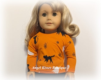 Halloween Themed T-Shirt And Leggings For American Girl or Similar 18-Inch Dolls