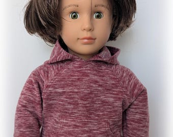 18 inch doll clothes: Maroon Hoodie Fits Our Generation And Similar Dolls
