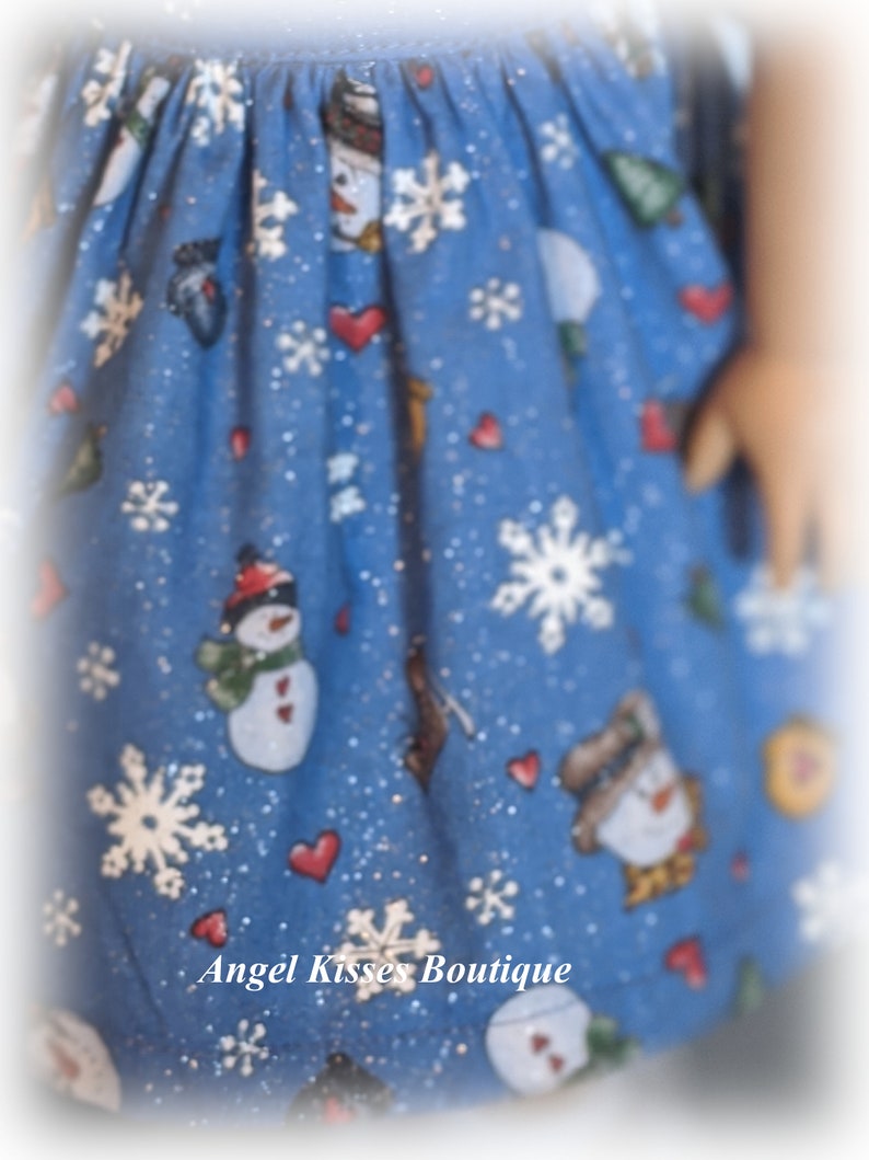 Snowman Print Fifties FLair Dress Fits American Firl Or Similar 18-Inch Soft-Bodied Dolls image 10