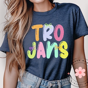 Polka Dot & Bows Trojans PNG | School Mascot Sublimation Design | Coquette designs | Trojans PNG | Trojans Spirit Wear