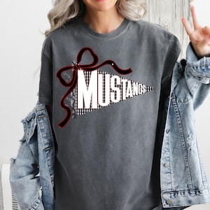 Mustangs Pennant PNG | Black Gingham & Lace School Spirit Design | Mustangs Game Day PNG | Mustangs Team Spirit Png