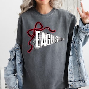 Eagles Pennant PNG | Black Gingham & Lace School Spirit Design | Eagles Game Day PNG | Eagles Team Spirit Png