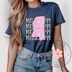 Stacked Mississippi Preppy Floral PNG