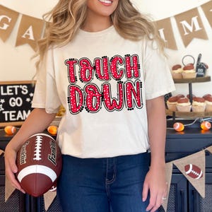 Touchdown PNG | Red Polka Dot Spirit Wear | Game Day Football PNG | Team Spirit png | Red & White Game Day PNG