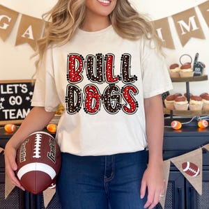 Bulldogs PNG | Hand Drawn Bubble Letter Doodle Design | Red & Black Game Day PNG | Bulldogs Game day | Bulldogs team spirit