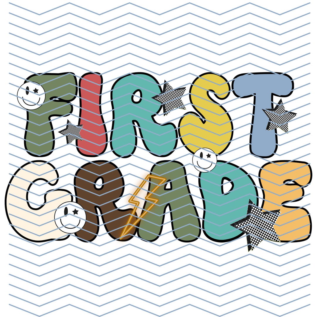 First Grade Boys Warm Groovy PNG | First Grade Png | Back to School Png ...