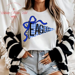 Eagles Pennant PNG | Black Gingham & Lace School Spirit Design | Game Day PNG | Eagles Team Spirit Png