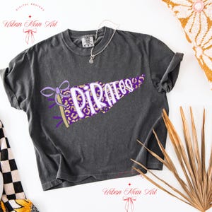 Pirates Team Pennant PNG | Pirates Purple and Gold Leopard png | School Spirit PNG | Game Day PNG | Pirates Png
