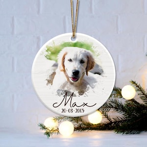 Dog Photo Memory Christmas Ornament, Personalized Memorial Dog Ornament, Custom Dog Ornament, Dog Loss Keepsake
