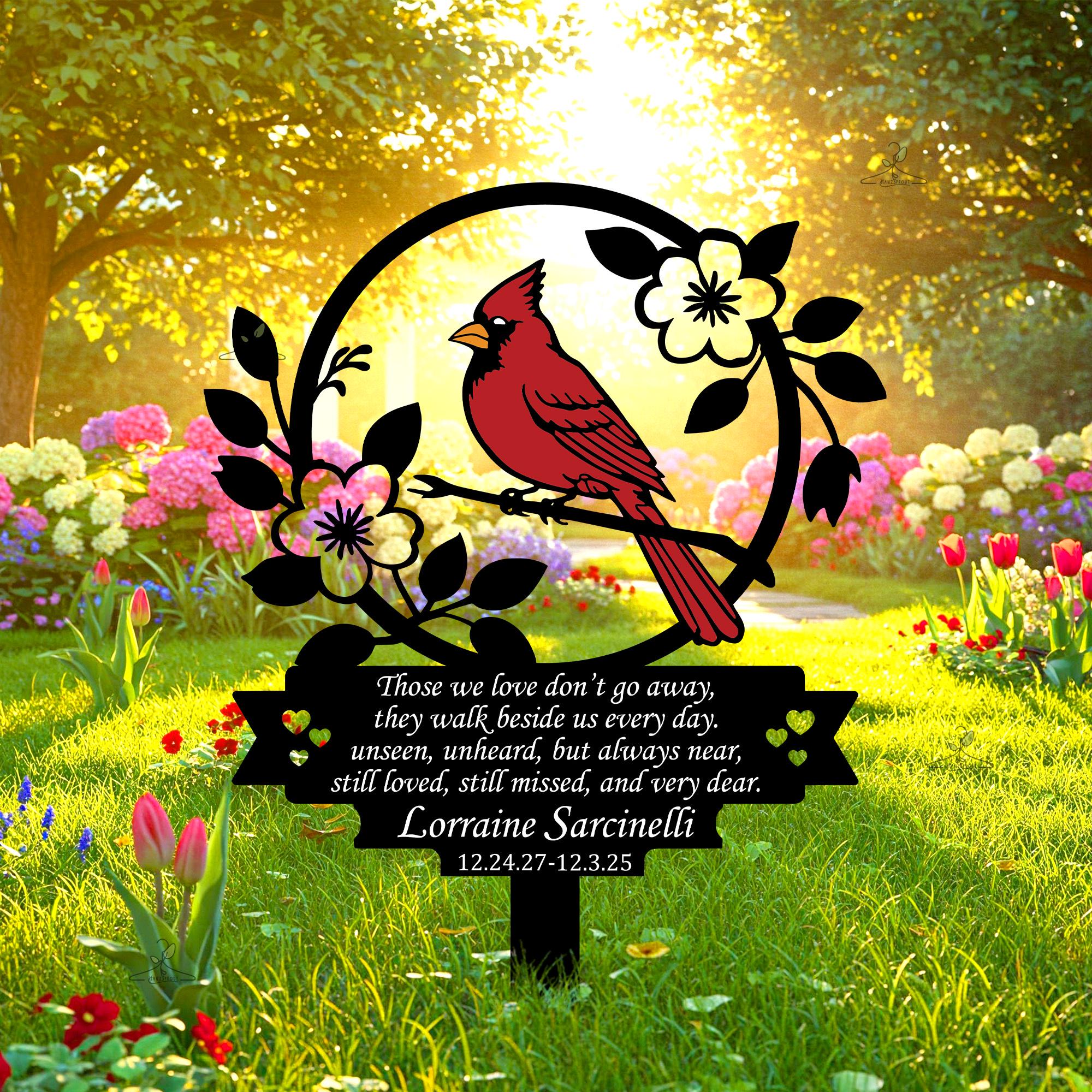 Custom Cardinal Memorial Metal Sign, Personalized Remembrance Sign, Cardinal Garden Stakes, Cardinals Appear, Stake for Outdoors Yard Garden