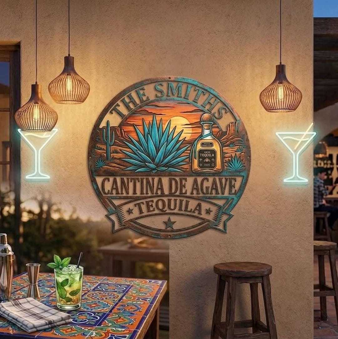 Personalized Tequila Bar Metal Sign, Custom Cantina De Agave Decor ...
