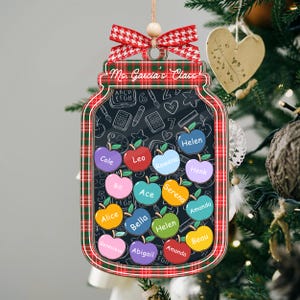 Personalized Jar of Apples Classroom Shaker Ornament, Teacher Shaker Ornament, Teacher Christmas Gift, Christmas Gift For Teacher
