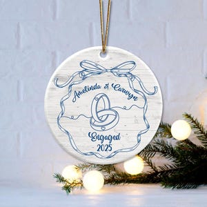 First Christmas Engaged Ornament, Personalized Engagement Gift for Couples, Custom Engagement Christmas Keepsake, Engaged Christmas Ornament