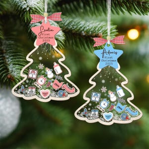 Christmas Tree Baby Shaker Ornament 2025, Personalized Baby 1st Christmas Ornament, Custom New Baby Gift, Baby Shower Gift