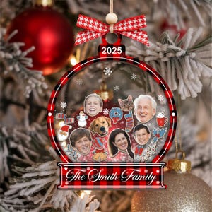 Family Christmas Shaker Ornament, Personalized Face Family Shake Ornament, Family Ornament, Gift for Family, Christmas Gift