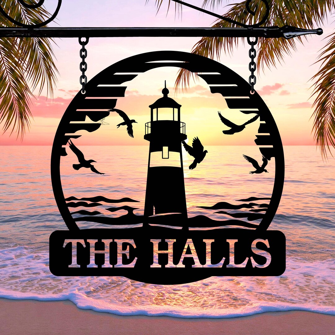 Custom Name Lighthouse Metal Sign, Personalized Lighthouse Family Name ...