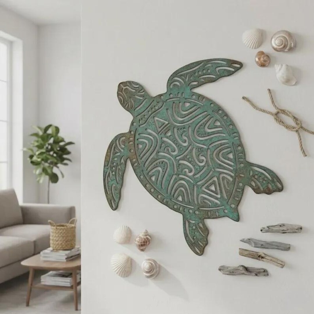Sea Turtle Metal Wall Art Coastal Decor Rustic Beach Turtle Wall ...