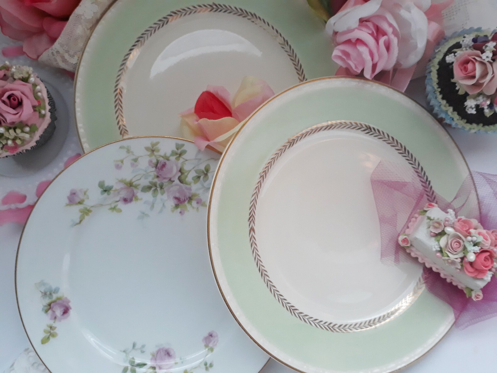 Vintage Mismatched Salad Plates Set of Three Etsy