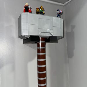 3D Printed Wall Mount for LEGO Thor&#39;s Hammer – Sleek Invisible Display for Mjölnir Set
