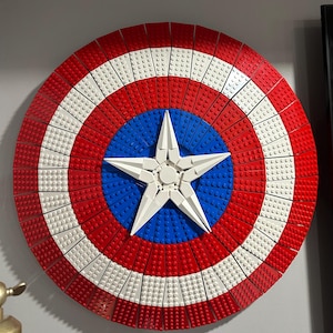 Wall Mount Display Stand for LEGO Captain Shield | Superhero Wall Decor for Brick Built Models