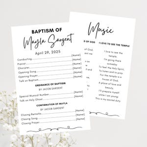 EDITABLE LDS Baptism Program Template | Neutral Baptism Program | Girl Boy Baptism Program |  Printable Baptism Program | Minimalist Program