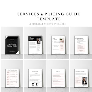 Modelo de Brochura para Cliente de Guia de Serviços e Preços | Modelo de Lista de Preços | Pacotes de Serviços para Gerenciador de Mídias Sociais | Guia de Processos e Pacotes
