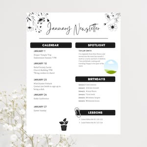 Editable LDS Newsletter Template: Young Women & Relief Society (Digital Download)