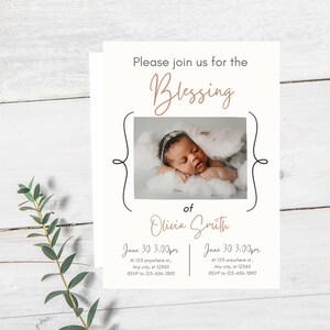 EDITABLE LDS Blessing Announcement Printable | LDS Baby Blessing Invitation | Baby Blessing Invite | Christening Invite | Baptism Invite