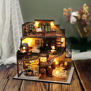 Neue Produkt-Bau eines Traum-Pavillon Puppenhaus Basteln Miniatur-Haus-Holzpuppenhaus Mini-Puppenhaus-Kit für Mädchen