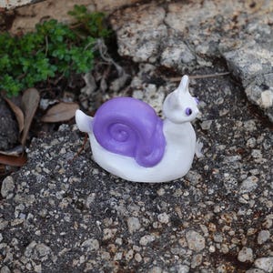 Violet snail cat figurine - custom hand-painted