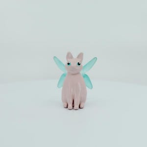 Pink dragonfly sphynx cat figurine - custom hand-painted